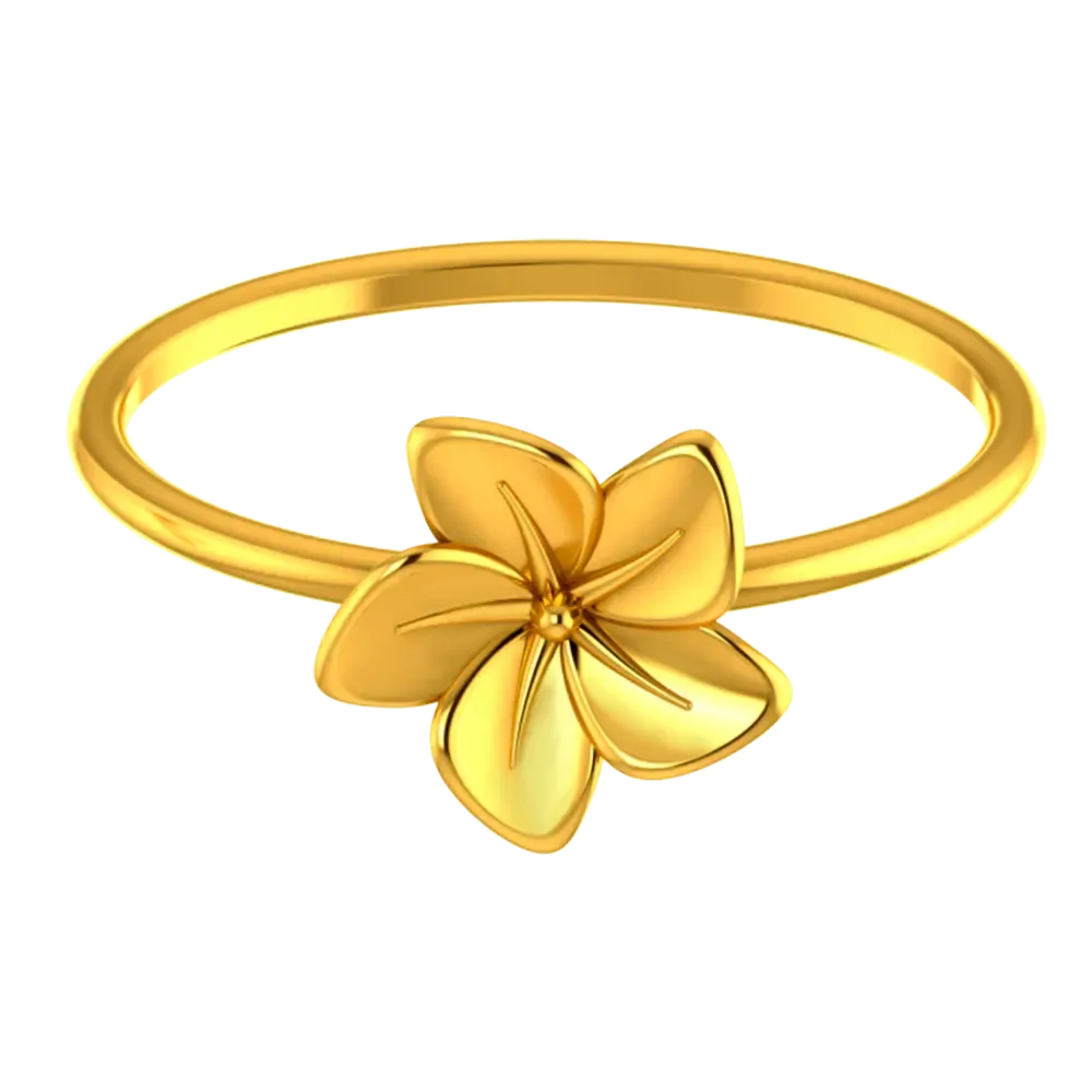 22k Gold Ring With A Five-petal Floral Design On Top