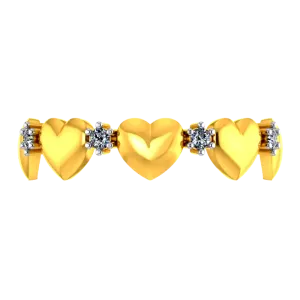 22k Gold Ring With Hearts And American Diamonds In A Halo Design