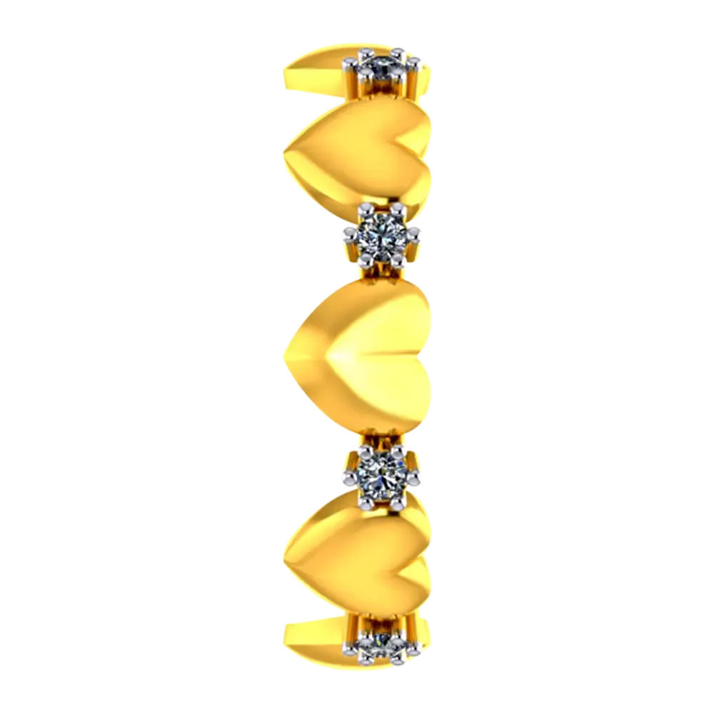 22k Gold Ring With Hearts And American Diamonds In A Halo Design