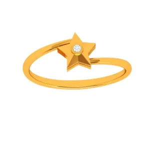 22k Stellar Single Stone Star Shape Gold Ring