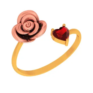 22k Yellow Motif With Red Stone Gold Ring