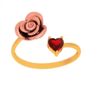 22k Yellow Motif With Red Stone Gold Ring