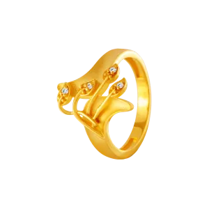 22KT Yellow Gold And American Diamond Ring For Women