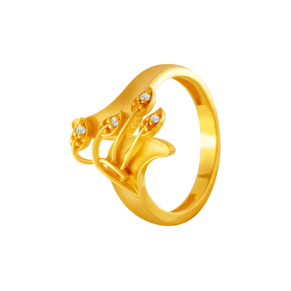 22KT Yellow Gold And American Diamond Ring For Women