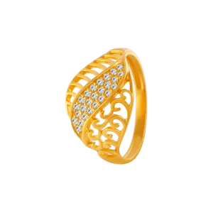 22KT Yellow Gold And American Diamond Ring For Women