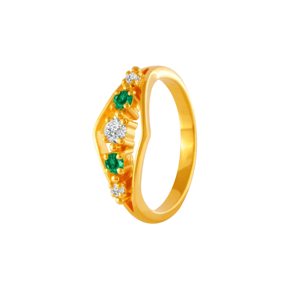 22KT Yellow Gold And American Diamond Ring For Women