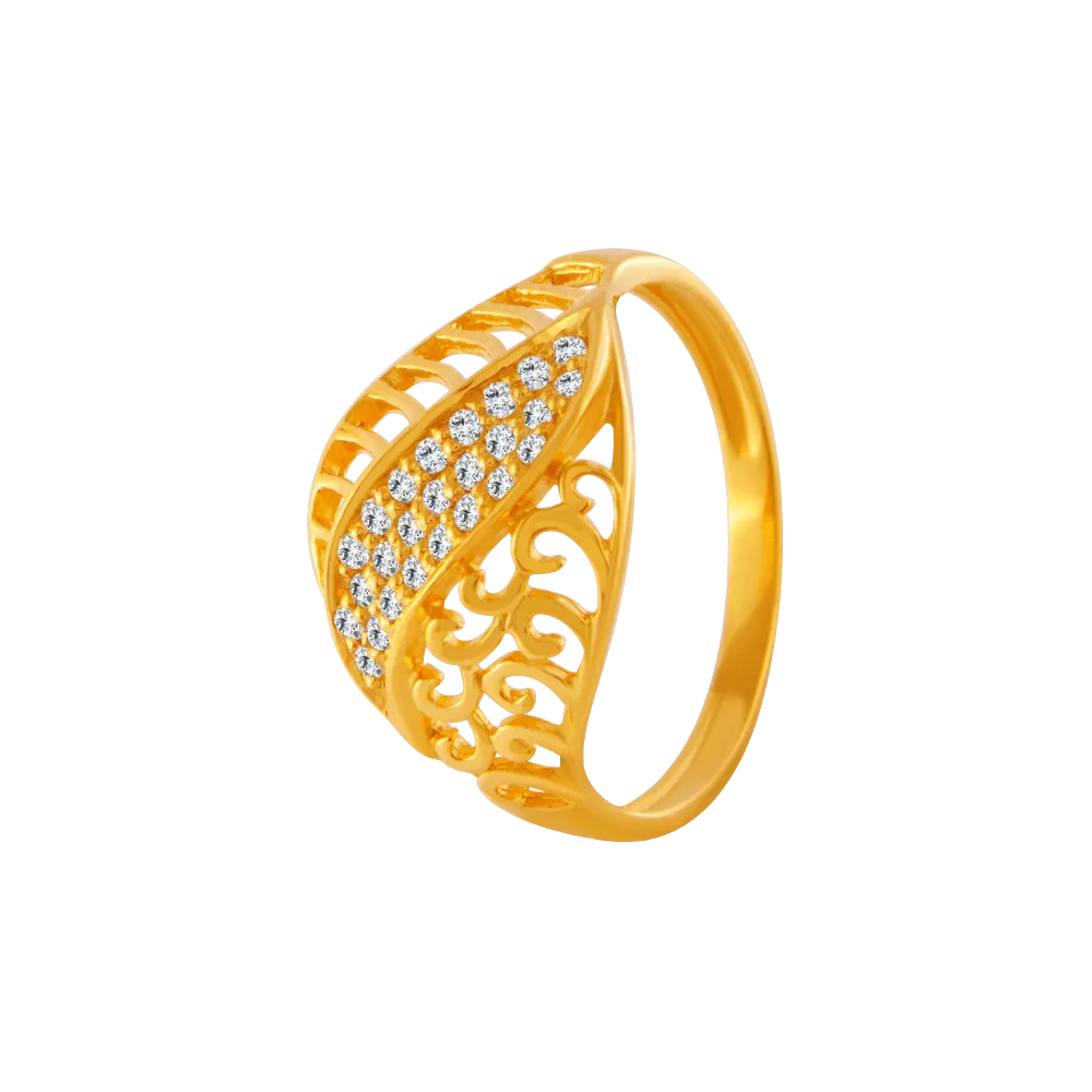 22KT Yellow Gold And American Diamond Ring For Women