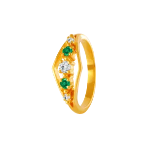 22KT Yellow Gold And American Diamond Ring For Women