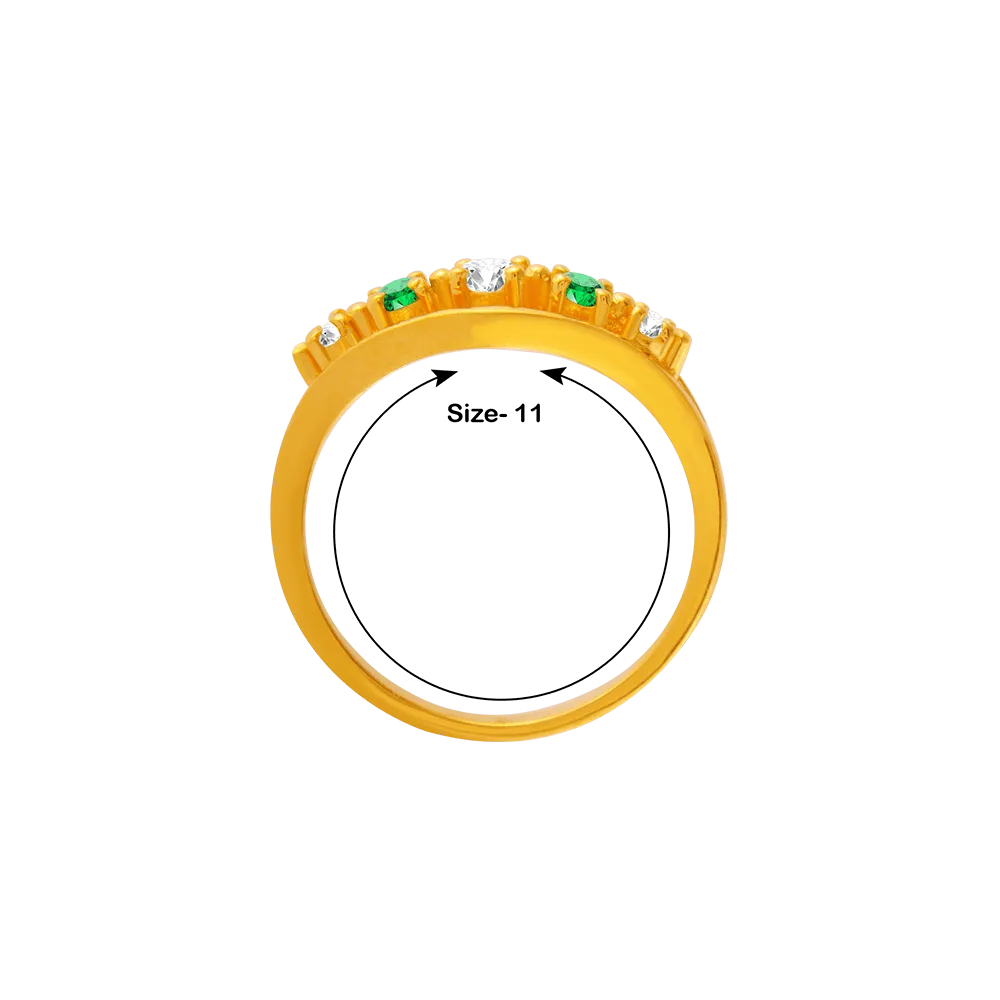 22KT Yellow Gold And American Diamond Ring For Women