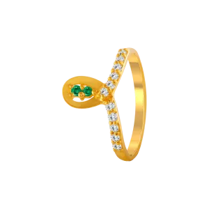 22KT Yellow Gold And American Diamond Ring For Women
