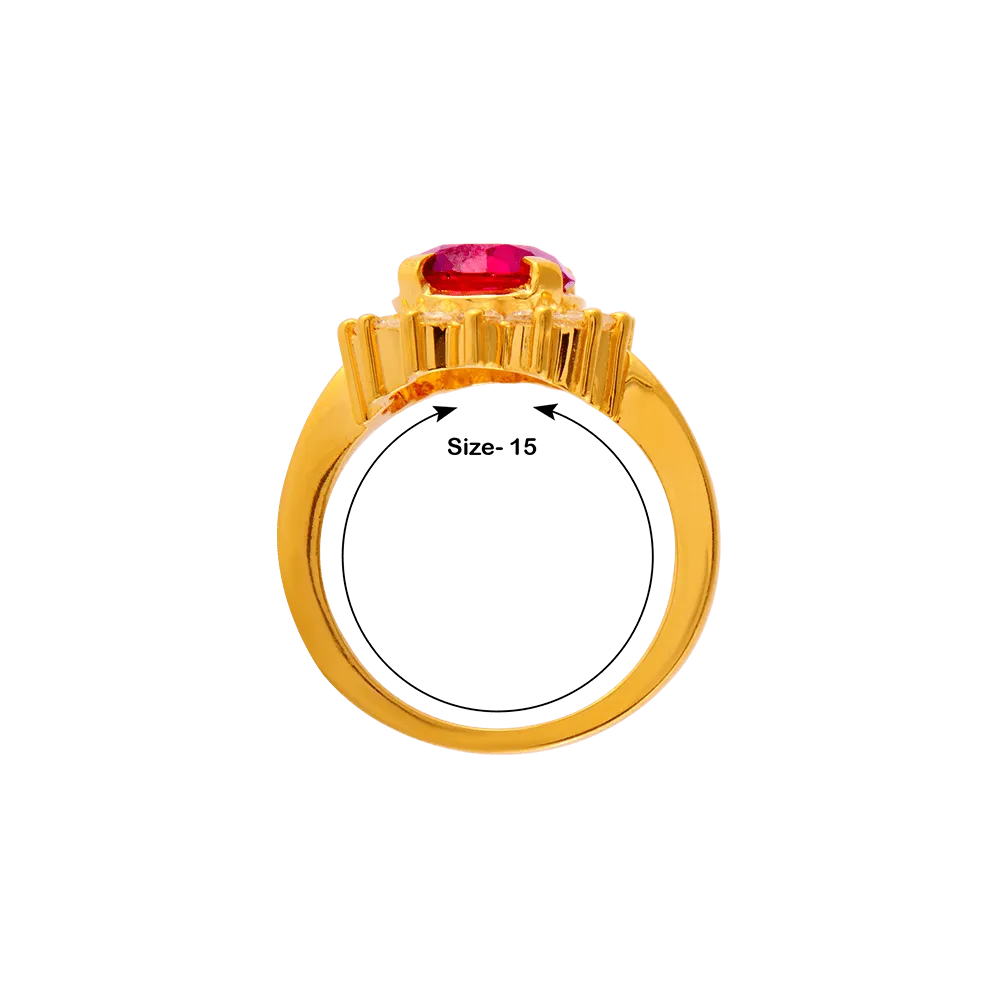 22KT Yellow Gold And American Diamond Ring For Women