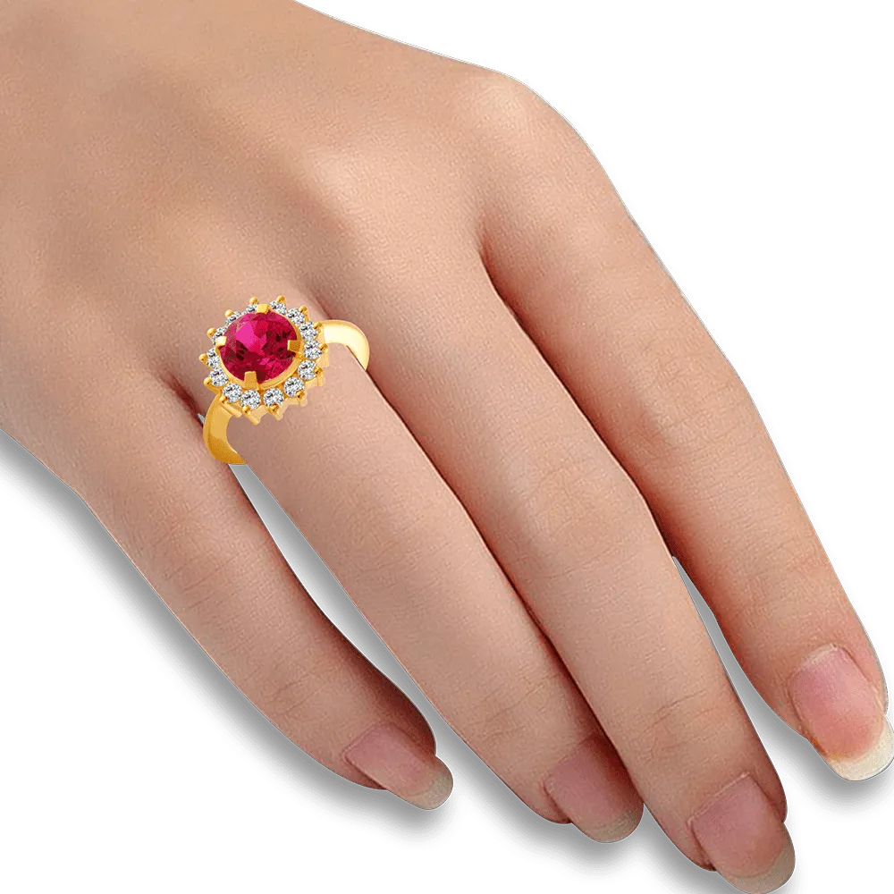 22KT Yellow Gold And American Diamond Ring For Women