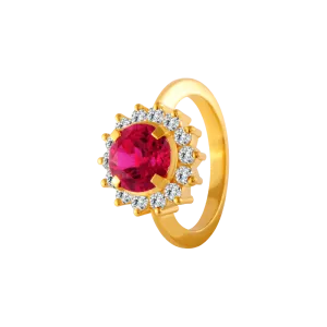 22KT Yellow Gold And American Diamond Ring For Women