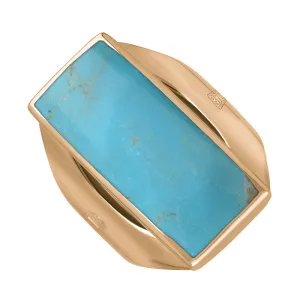 9ct Rose Gold Turquoise Hallmark Medium Oblong Ring
