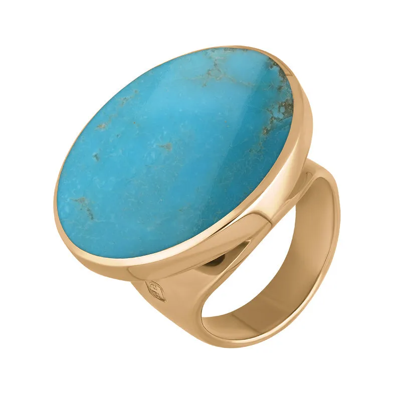 9ct Rose Gold Turquoise Hallmark Medium Round Ring