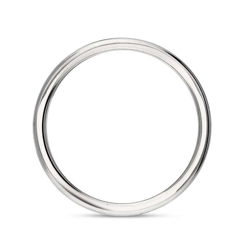 9ct White Gold 0.09ct Diamond King's Coronation Hallmark 3mm Ring D