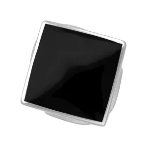 9ct White Gold Whitby Jet Hallmark Medium Rhombus Ring