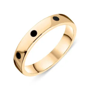 9ct Yellow Gold Whitby Jet 4mm Wedding Band Ring