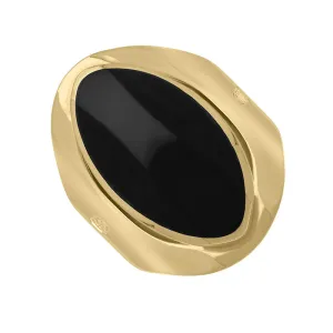 9ct Yellow Gold Whitby Jet Hallmark Medium Oval Ring