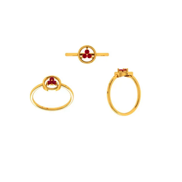Amazea Stone Studded Everyday Purpose Intricately Designed 14KT Gold Ring