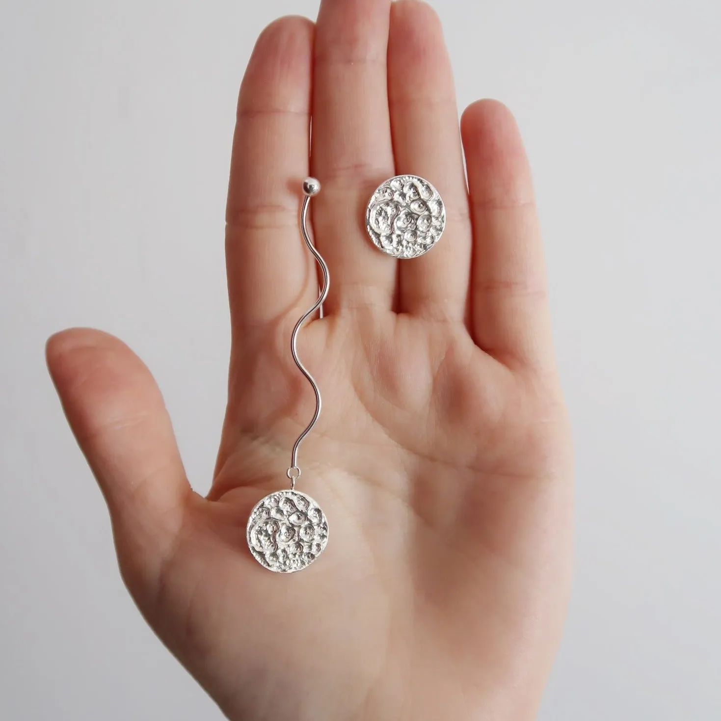 Asymmetrical Moon Statement Earrings