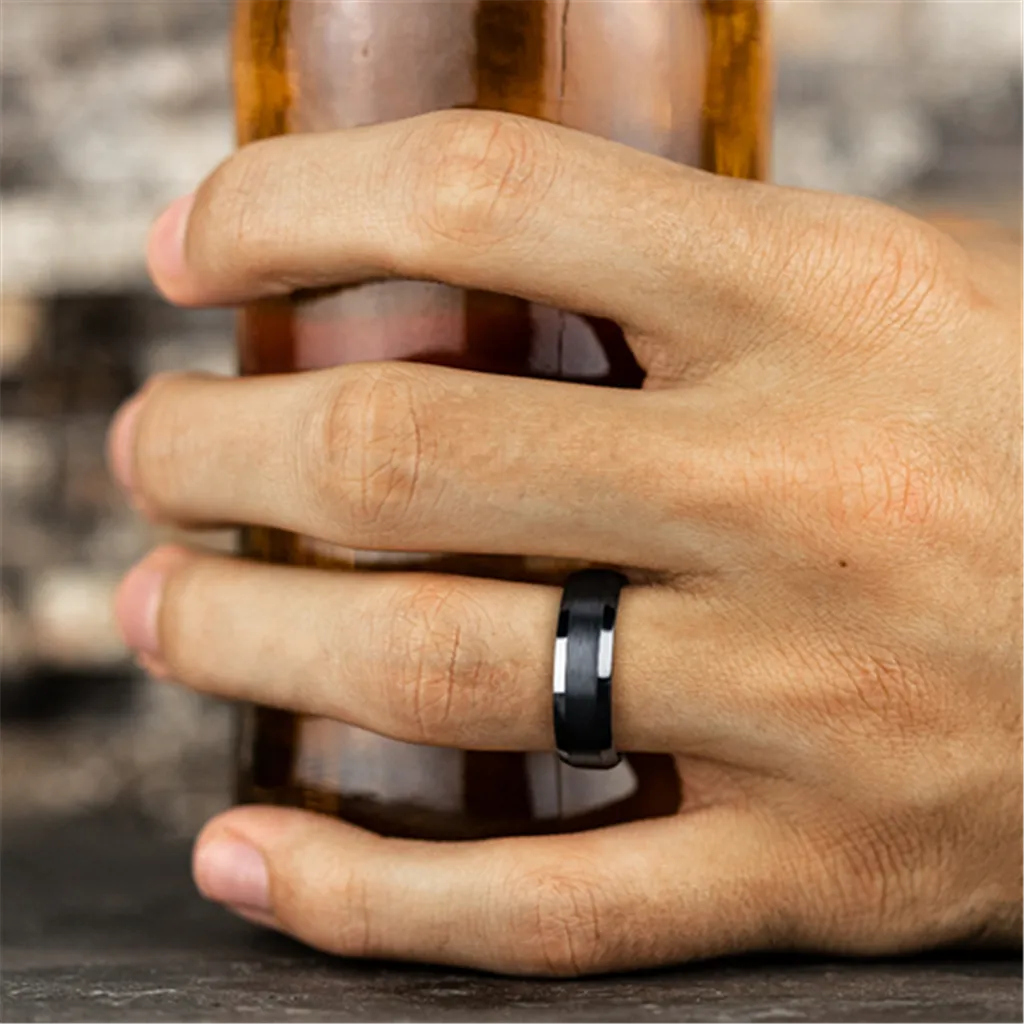 Black Tantalum 'The Chancellor' 7mm Beveled Wedding Band