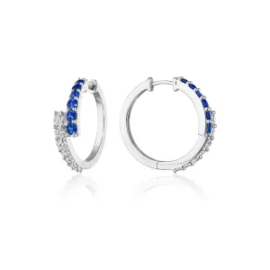 Blue Sapphire Embrace Hoop Earrings