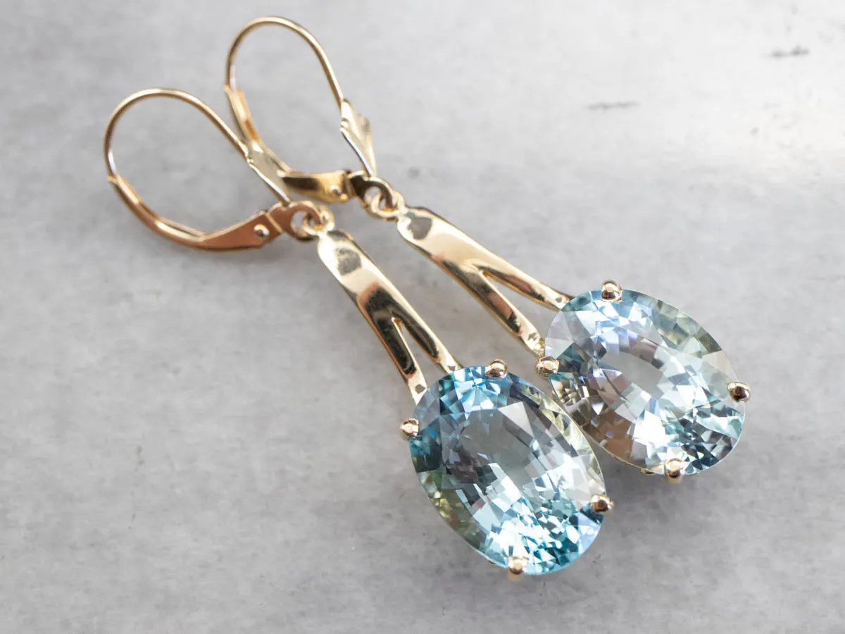 Blue Topaz Gemstone Drop Earrings