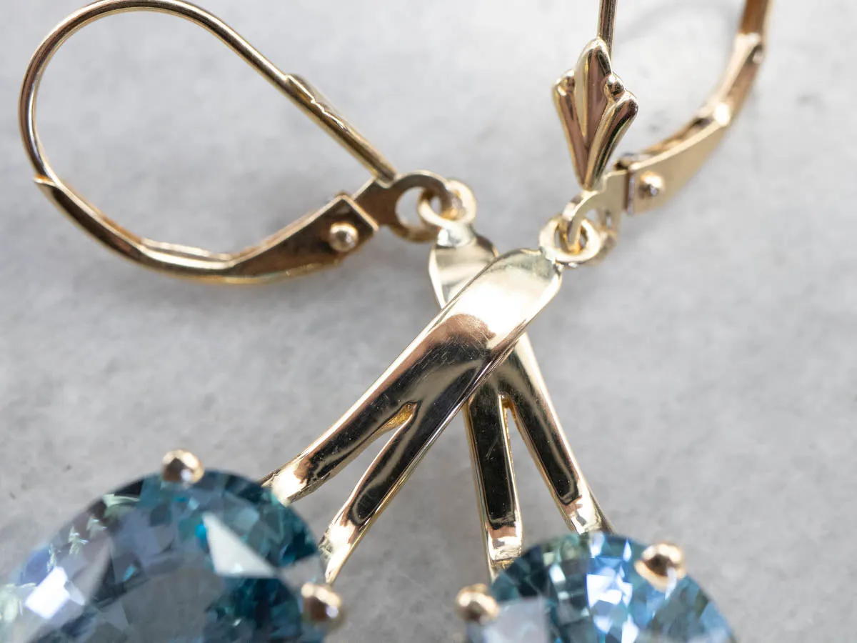 Blue Topaz Gemstone Drop Earrings