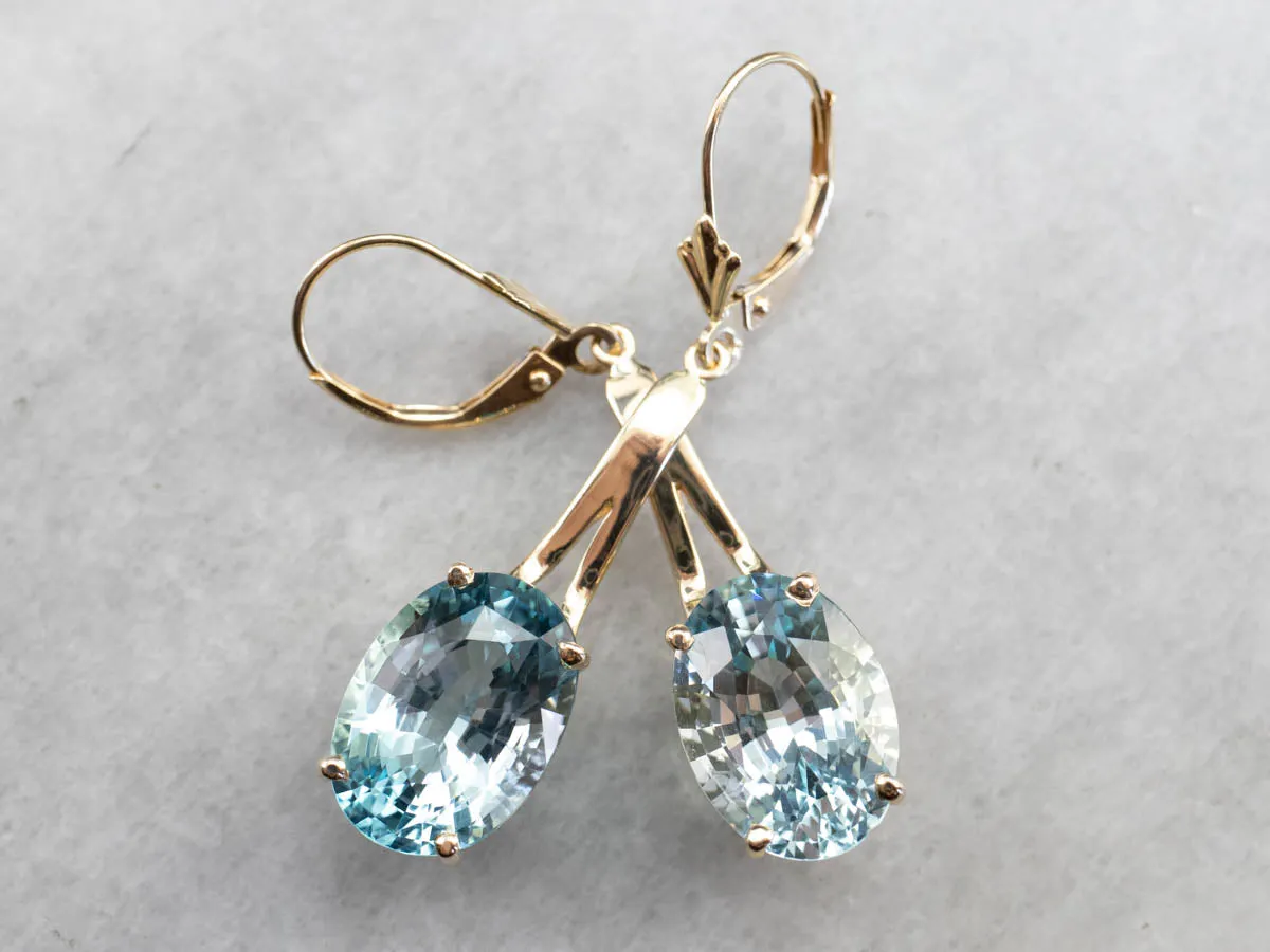 Blue Topaz Gemstone Drop Earrings