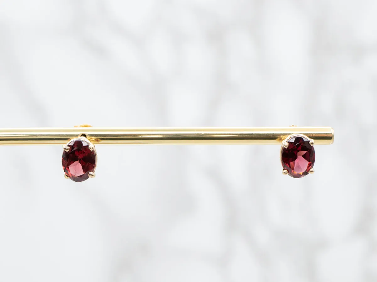 Bold Oval Garnet Stud Earrings