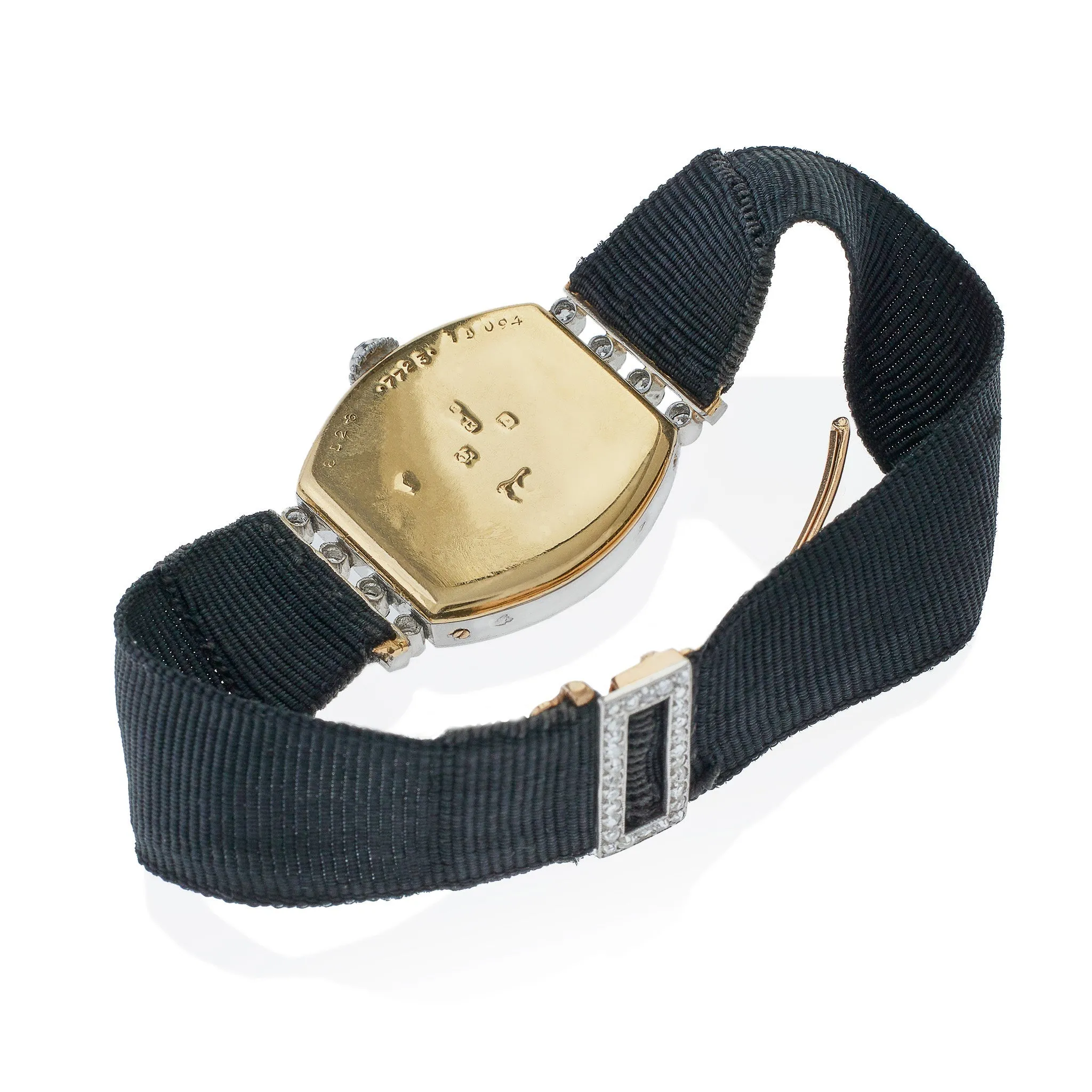 Cartier Paris ??Tortue?? Diamond and Grosgrain Wristwatch