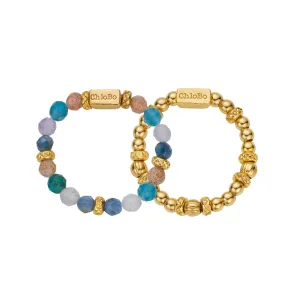 Chlobo Gold Plated Sterling Silver Beautiful Energy Set of 2 Rings