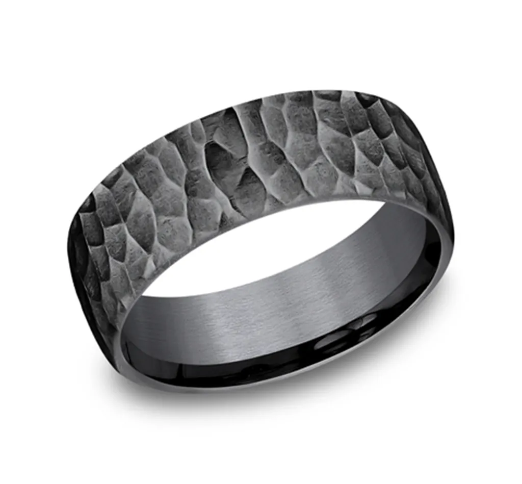 Dark Tantalum Hammered 8mm Wedding Band