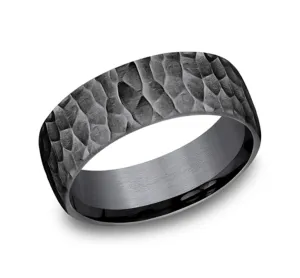 Dark Tantalum Hammered 8mm Wedding Band