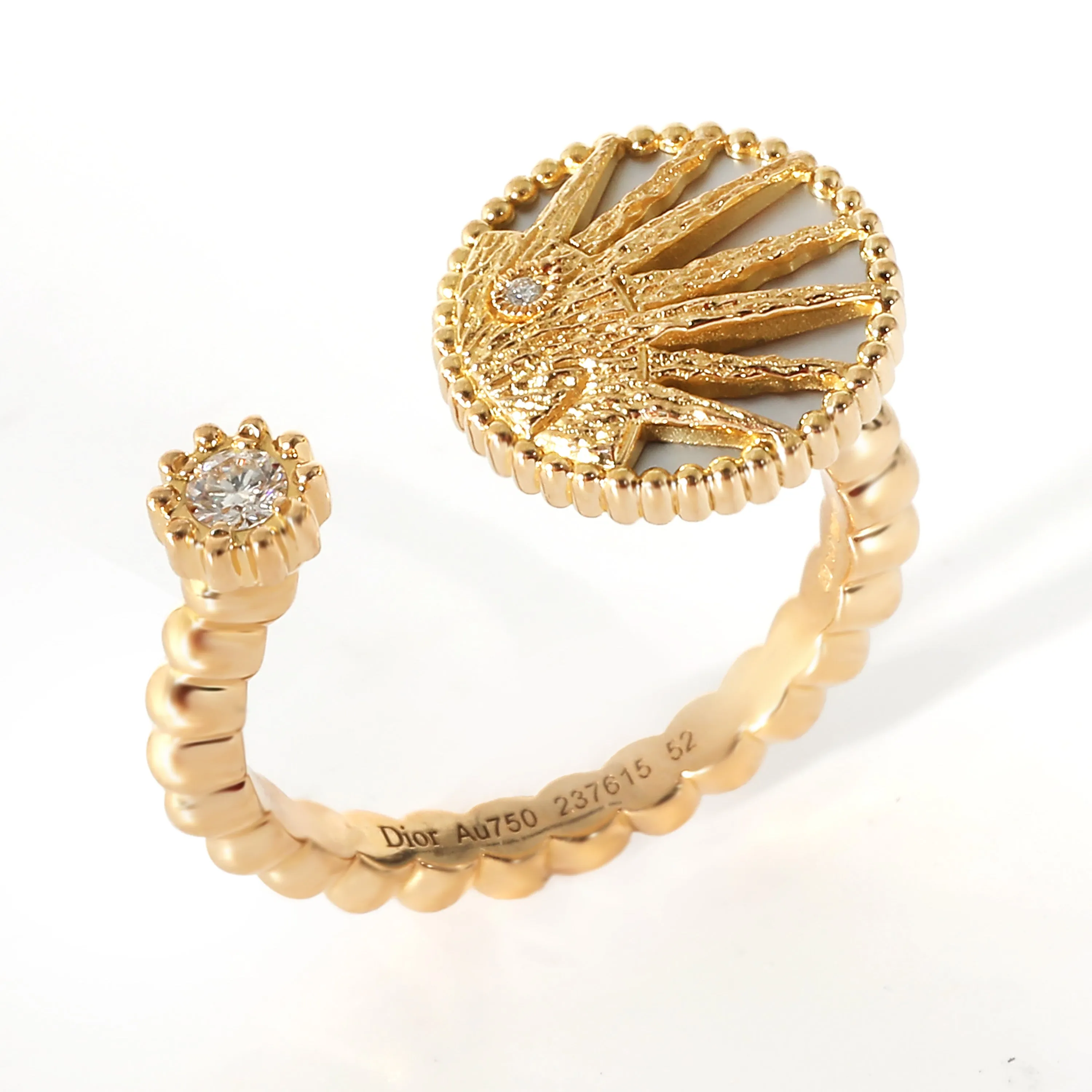 Dior Rose C??leste Mother-of-pearl & Diamond Open Ring 18K Yellow Gold 0.06 CTW