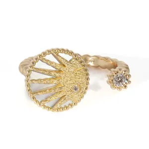 Dior Rose C??leste Mother-of-pearl & Diamond Open Ring 18K Yellow Gold 0.06 CTW