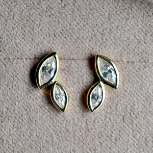 Double Marquis Cubic Zirconia Bezel Studs