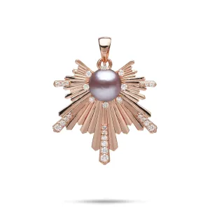 E Ho???la Lavender Freshwater Pearl Pendant in Rose Gold with Diamonds - 27mm