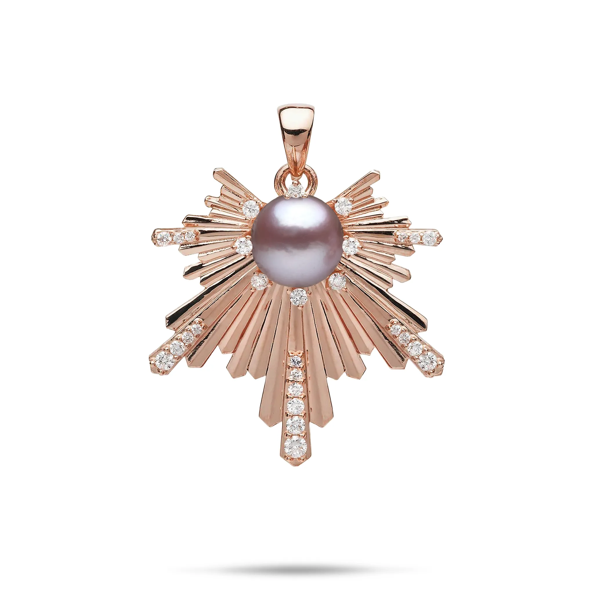 E Ho???la Lavender Freshwater Pearl Pendant in Rose Gold with Diamonds - 27mm