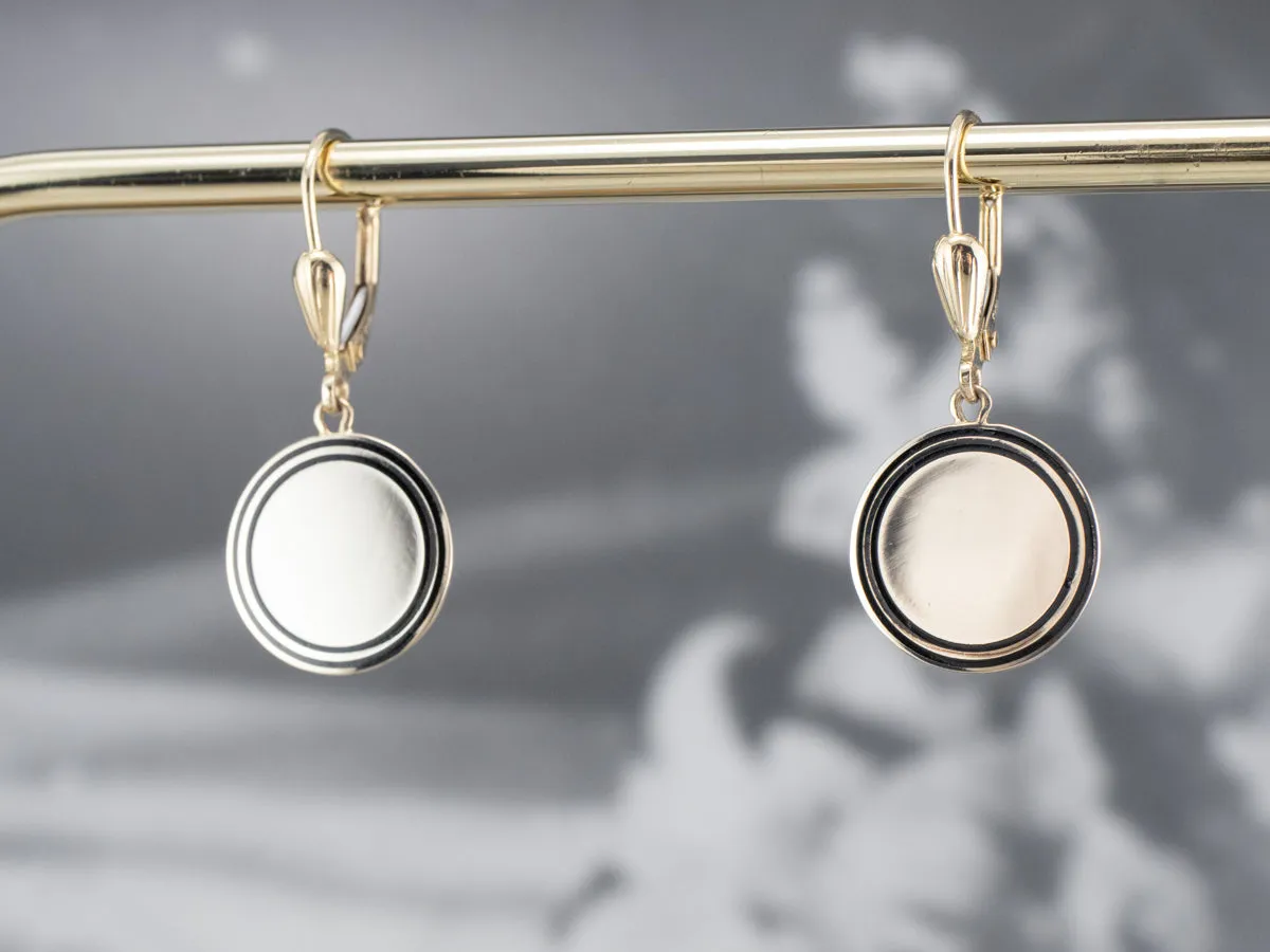 Enamel and Gold Drop Earrings