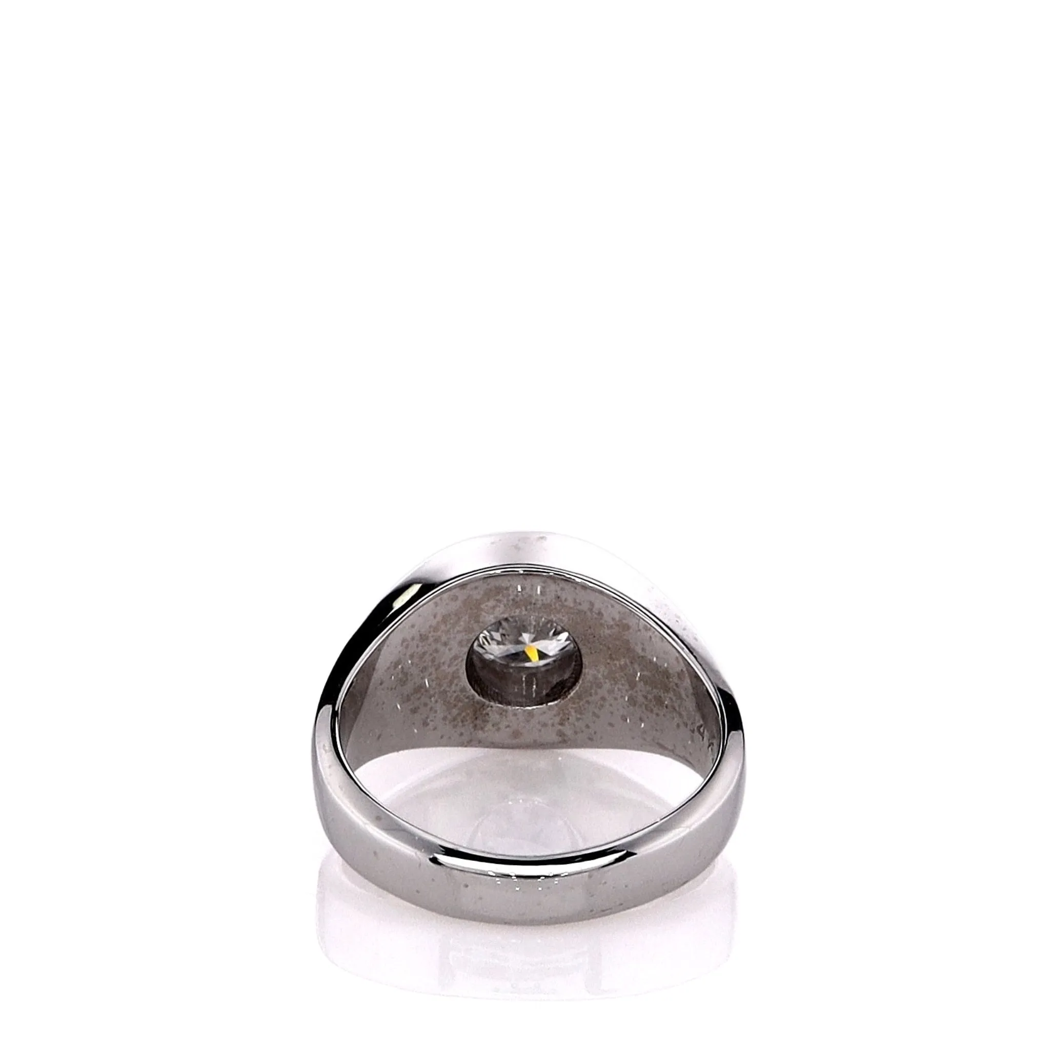 Estate 14k White Gold Gents Domed Bezel-Set Diamond Ring