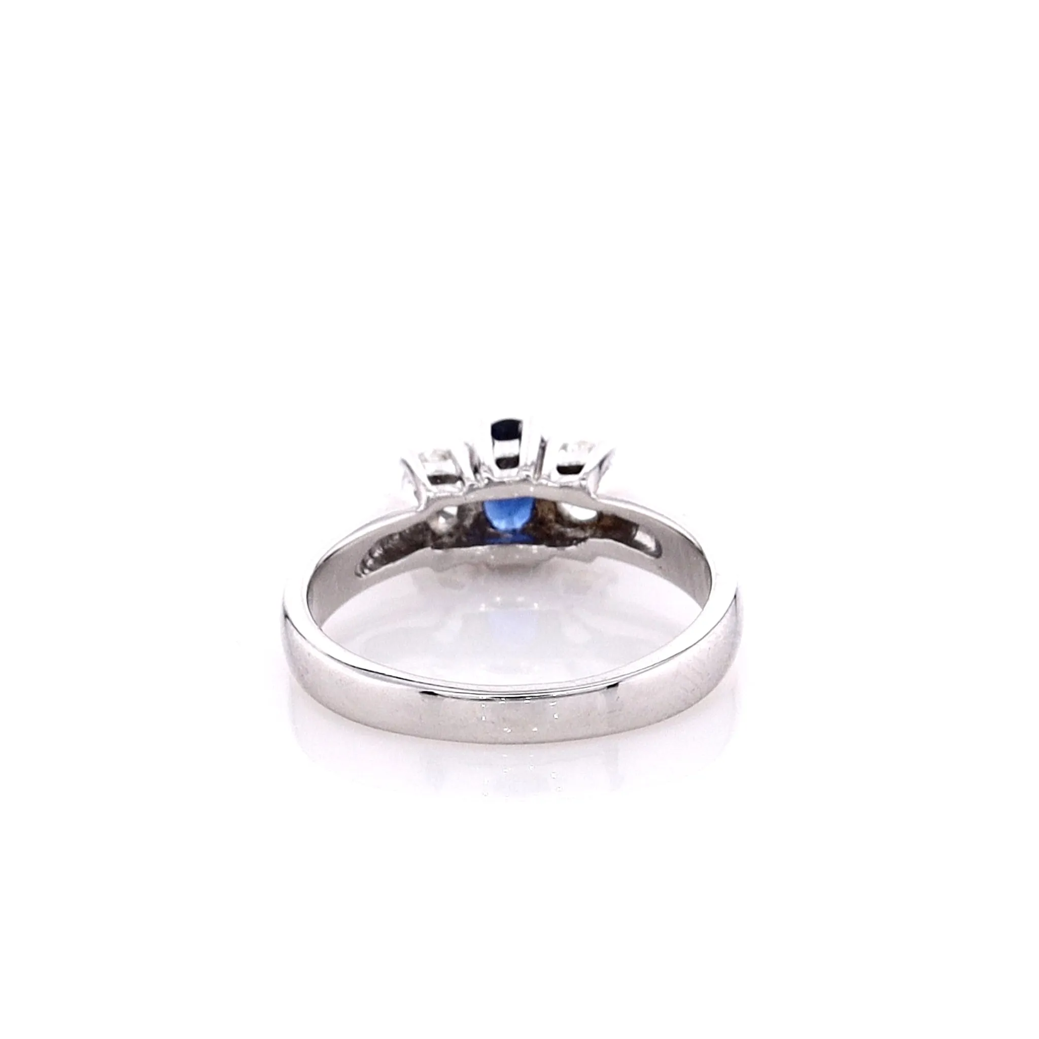 Estate 14k White Gold Oval Sapphire and Diamond Ring
