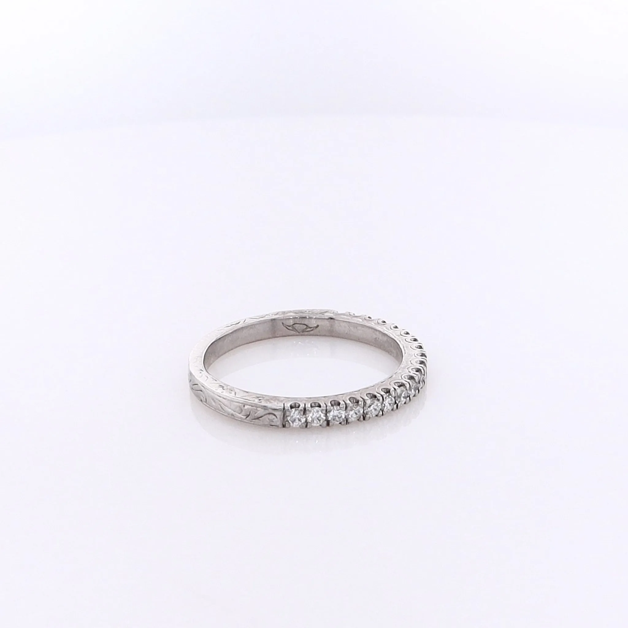 Estate Flyer Fit 18 Karat White Gold Vintage Diamond Wedding Band