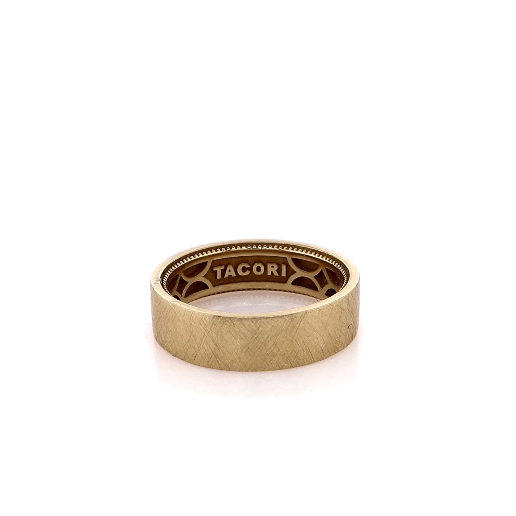 Estate Tacori 18k Yellow Gold Surprise Diamonds Brushed Wedding Band