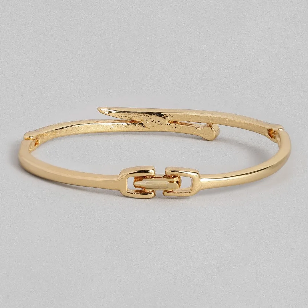 Estele Gold Plated Parallel Time Cuff Bracelet for Women