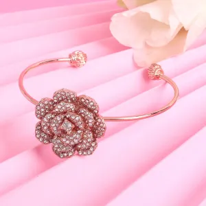 Estele Rose Collection Luxurious Rose Motif Cuff Bracelet: Rosegold Plated with Floral Charmsa??? Perfect Accessory for Women-Fashion & Gifts