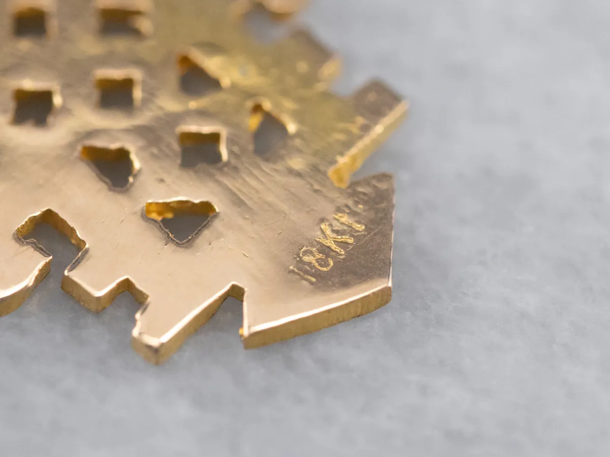Etched Gold Ethiopian Cross Stud Earrings