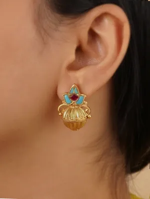 Firoza Color Gold Plated Earrings - TR-EAR67FP