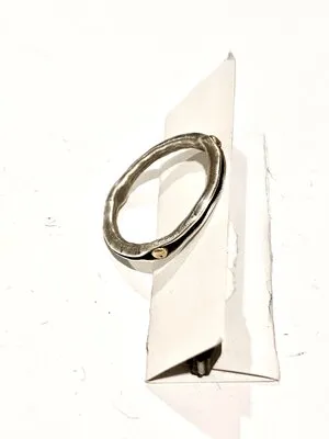 Folded Band with 14k Gold Balls Size 9